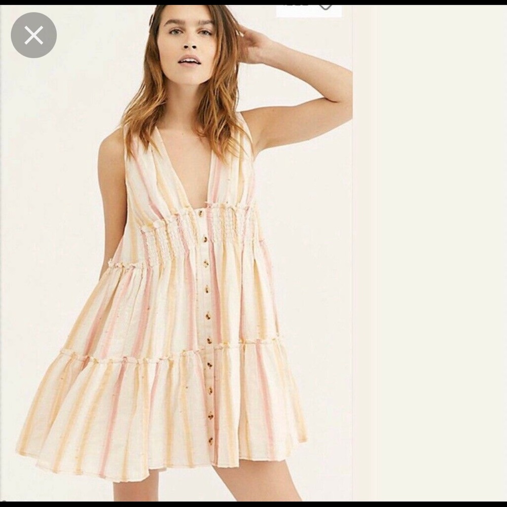 Free People Pink & Orange Stripe Do It Again Mini Dress Size Small